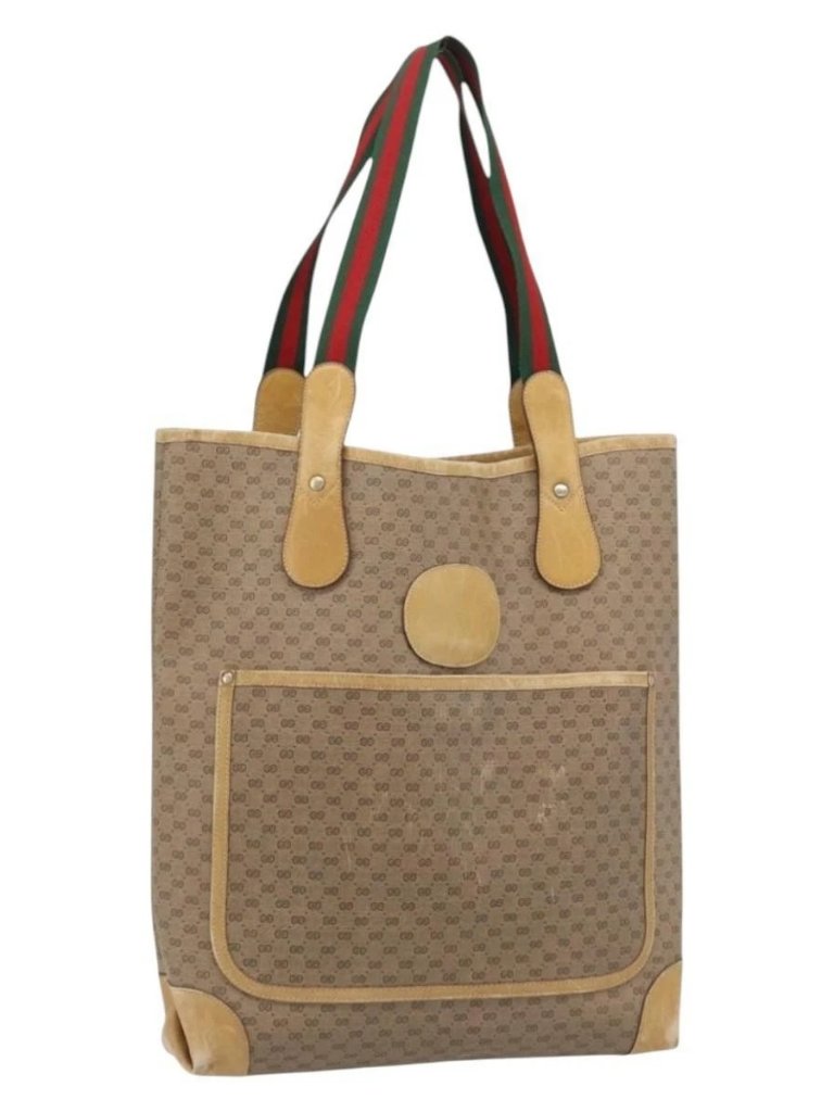 Gucci Micro Gg Supreme Web Sherry Line Bag Pvc Beige 002 904 0223 Auth 182364
